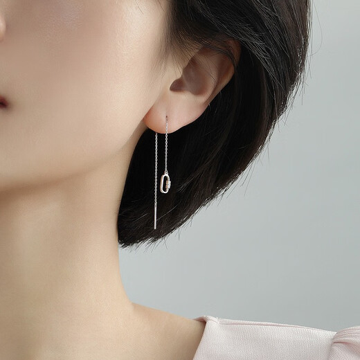 Ming brand jewelry platinum earrings Pt950 simple round single ear wire gift for women BFH0062 single platinum earrings about 0.71 grams