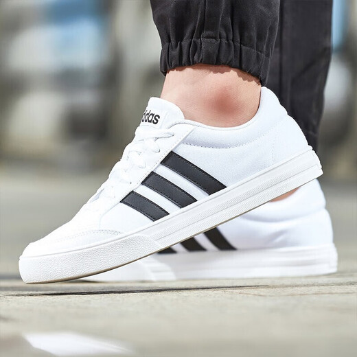 Adidas new men's shoes sneakers summer low-top cushioning and anti-slip casual canvas shoes breathable and lightweight AW3889/small white shoes 42