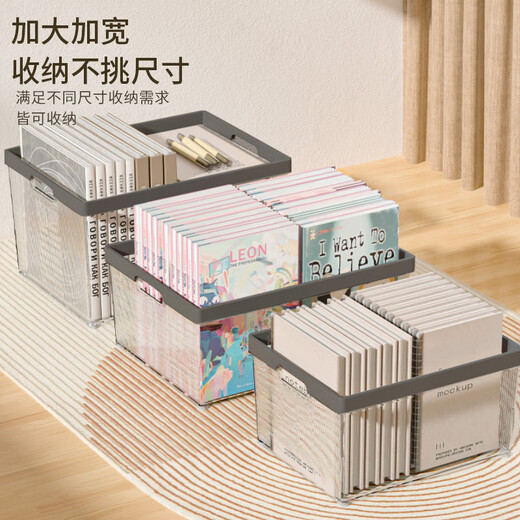 禧天龙（Citylong）桌面书本收纳盒7.8升中号白加厚高透化妆品收纳箱浴室厨房储物盒