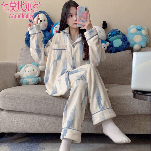 Modal pajamas for women in winter coral velvet 2025 new autumn and winter style high-end bow princess style thickened home clothing 702# 2XL [135-160Jin[Jin equals 0.5 kg]]