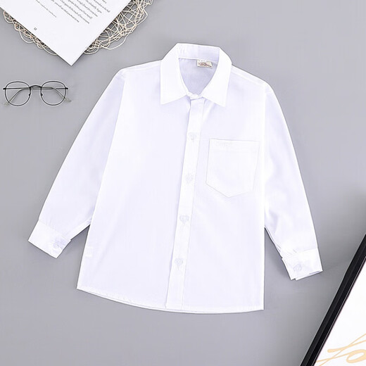 G.duck children's clothing children's white shirt boys long-sleeved pure cotton spring and autumn primary school uniforms medium and large girls' shirts flower girl performance long-sleeved white shirt 110 (recommended height 100cm 4-5 years old) cm