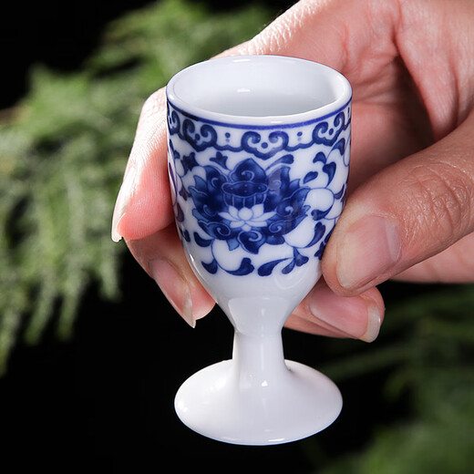 Xihe Yinyao Xihetang Jingdezhen Ceramic Wine Set Liquor Goblet Spirit Cup Blue and White Wine Pot Set Wine Cup Snow Scenery Style (1 Pot, 10 Cups, 1 Tray)