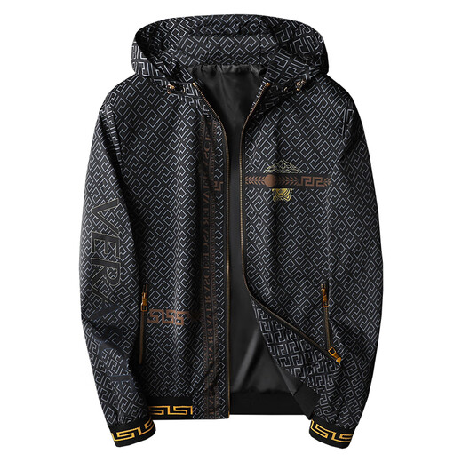 DK brand jacket men's jacket spring and autumn new trendy brand printed casual sports baseball uniform jacket hooded 2195-1 XL