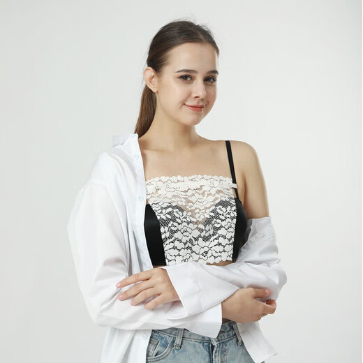 Han Xiuchun 2-piece anti-exposure tube top artifact with summer thin style, versatile lace low-neck breast cover, strapless, white + white-2 pieces, wipes, one size fits all