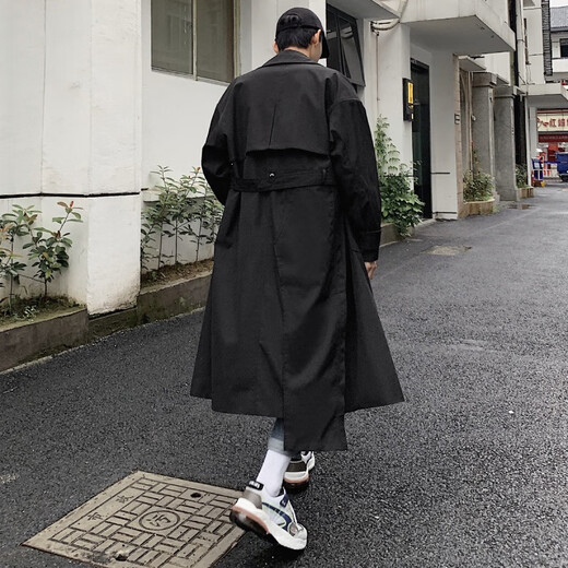 Mid-length windbreaker for men, fat, plus size plus size trendy jacket Korean version casual loose over-knee spring and autumn clothing Hong Kong style 9925 military green XL 170-220Jin [Jin equals 0.5 kg]