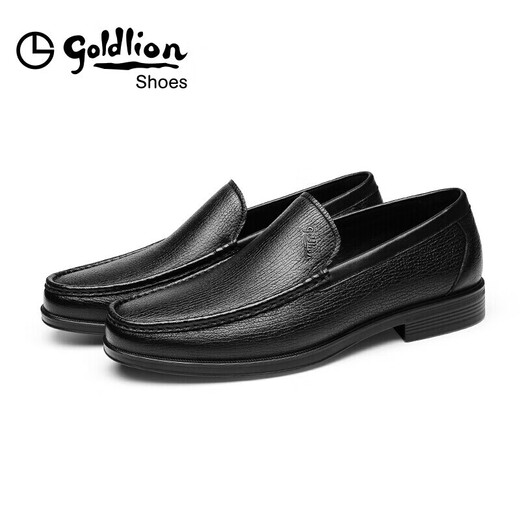 Goldlion Men's Shoes Business Casual Shoes Comfortable Lightweight Breathable Fashion Leather Shoes 596830193ALB-Black-40 Size