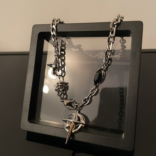 Qi Xiaomi necklace men's trendy niche high-end boys' clavicle chain hip-hop ins versatile titanium steel chain clothes pendant