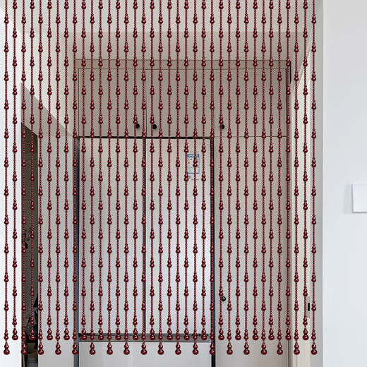 Dingyufeng full peach wood gourd door curtain partition bead curtain bedroom kitchen aisle living room bathroom entrance without hole-punching curtains. Full peach wood beads-burgundy 21 pieces-height 1.76 meters-staggered shape