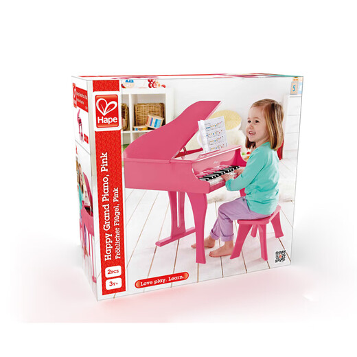 Hape (Germany) children's early education enlightenment music piano toy 30-key mechanical piano pink holiday gift E0319