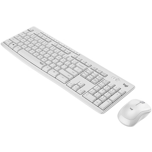 Logitech MK295 Wireless Quiet Keyboard and Mouse Set Business Office Keyboard and Mouse Set Full Size with Wireless 2.4G Receiver White