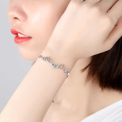 Jianlu Yulu You You Silver Necklace Women's Light Luxury High-end Pendant Bracelet Birthday Chinese Valentine's Day Gift for Girlfriend All the Way You Have Silver Necklace Bracelet Set-Certificate