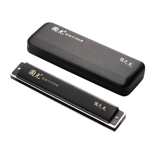 Guoguang Shanghai Leader Harmonic 24-hole Polyphonic C-tune Wave Sound Beginners Students Professionally Play the National Light of the National Light Black Frosted G-tune