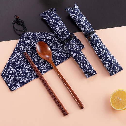 Ou Runzhe portable tableware chopsticks and spoon set Japanese wooden chopsticks spoon tableware travel outing student white-collar lunch set
