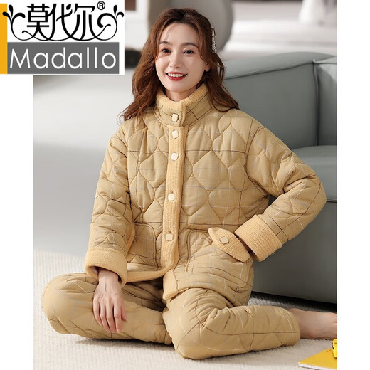 
Modal pajamas for women in winter, three-layer thickened velvet woven pure cotton jacket for women in autumn and winter coral velvet winter home clothing 17078 M (160): Suitable for 80-100 Jin [Jin equals 0.5 kg]