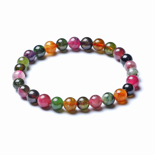Zhongxiu Natural Brazilian Tourmaline Crystal Bracelet Single Circle Bead Rainbow Candy Bracelet Girlfriend Gift 5A Model Approximately 8mm Beads Women’s Model with Certificate