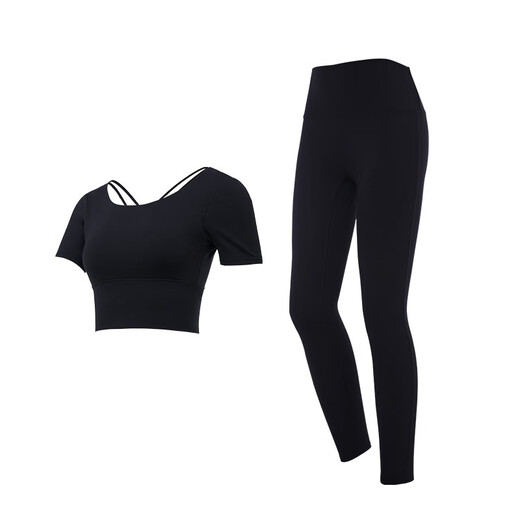 Vanstic Yoga-Anzug für Frauen mit Brustpads professionelles Fitnessstudio-Sportanzug schwarzer zweiteiliger TC9214 L (Empfohlen 105-120jin [Jin entspricht 0,5 kg])