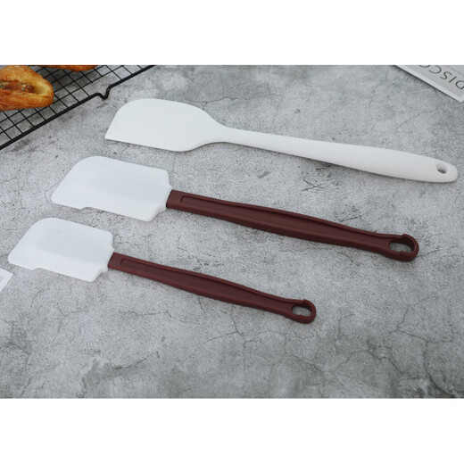 CLCEY one-piece rubber spatula all-inclusive silicone spatula high temperature resistant red handle soft scraper baking tool white one-piece rubber spatula (large)