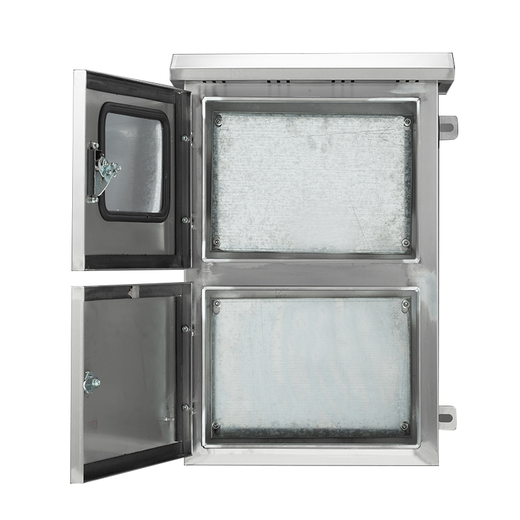 Boîte de distribution extérieure en acier inoxydable, boîte connectée au réseau photovoltaïque, boîte de compteur électrique triphasée à double porte extérieure, boîte de comptage, boîte de commande étanche, boîte à instruments, boîte de combinaison 304 personnalisation, portes supérieures et inférieures extérieures 550*400*160