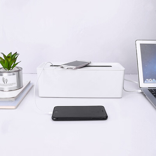 Deli Desktop Cable Management Box/Storage Box Socket/Power Strip/Plug Strip/Plug Strip/Terminal Board/Pull Line Board 8906 Elegant White