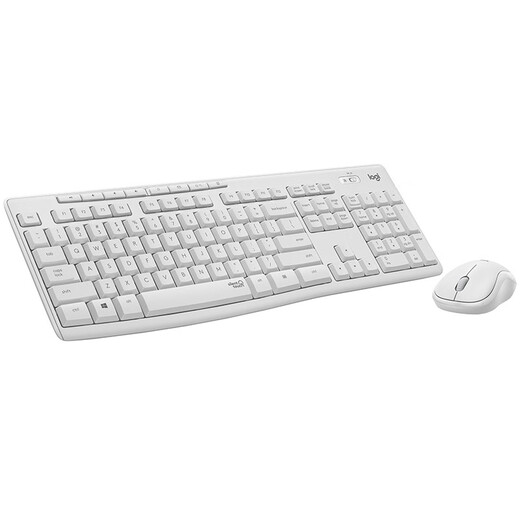 Logitech MK295 Wireless Quiet Keyboard and Mouse Set Business Office Keyboard and Mouse Set Full Size with Wireless 2.4G Receiver White