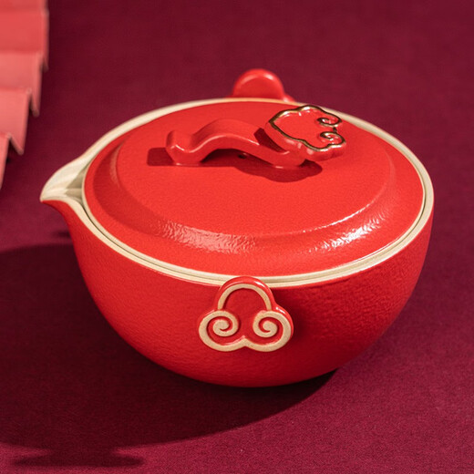 Forbidden City Culture Wanfu Ruyi Tea Set Ceramic Tea Set Cup Palace Museum Cultural and Creative Gifts Wedding Birthday Gift Gift Box One Pot Four Cups