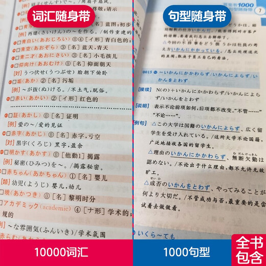Japanese Red and Blue Book Series Red Book and Blue Book to take with you for efficient shorthand New Japanese Language Proficiency Test N1-N5 vocabulary 10,000 words + grammar and grammar 1,000 sentence patterns (set of 2 volumes)