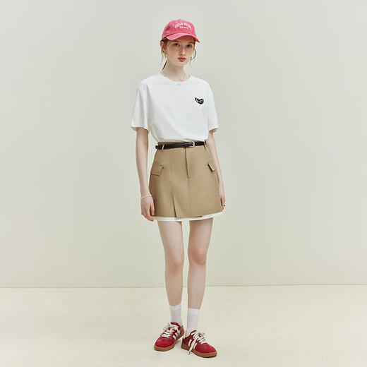 
Fan Silan 23FS12383/12392 White love letters short-sleeved T-shirt for women in summer round neck loose top off white small letters S
