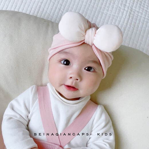 贝娜茜婴儿帽子春秋薄款印度帽女宝宝新生儿0-3个月6胎帽护卤门帽婴幼儿 1476-咖色 1-12个月（38-46CM）