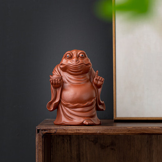 Yuxuan purple sand golden toad designated rich tea pet to attract wealth, handmade can raise high-quality dragon turtle cover tea set accessories ornaments ZY dragon turtle cover with purple mud