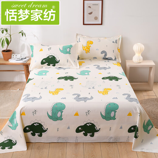 Ruiqin thickened old coarse cloth sheet single piece pure cotton double 100 cotton dormitory single quilt single set summer mat summer little monster 120cmx200cm bed sheet suitable for 5-25cm high
