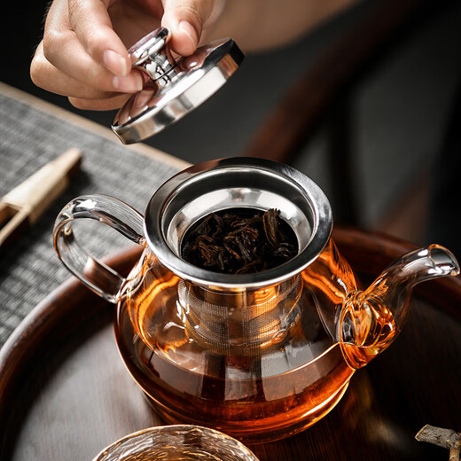 Gold inlaid jade teapot, heat-resistant glass teapot, Kung Fu tea set, filter liner, Yafeng teapot 500ml