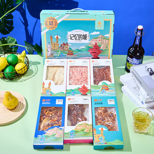 尚趣寻味青岛六鲜礼品盒688g干货海鲜大礼包零食青岛特产送朋友伴手礼 寻味青岛六鲜礼盒688g*一箱