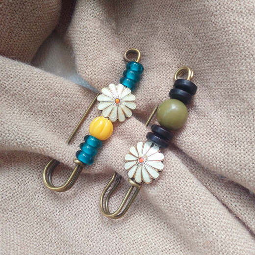 Mengyi retro brooch for women, pin buckle decoration, cute sweater cardigan big pin, shawl scarf buckle, women's accessories, No. 2 green bodhi root style