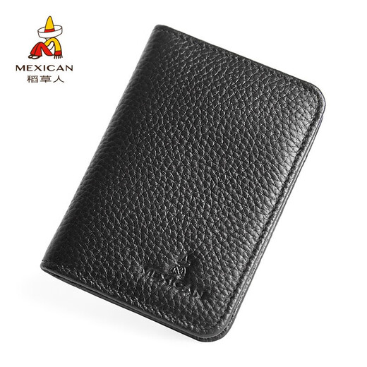 Tarjeta de espantapájaros Bolsa de cuero genuino para hombres Mini Mini Small Card Bag Suptor de tarjetas de presentación Simple Licencia de conducir Caso de cuero Totador de tarjeta portátil Negro (Mini Style 6 Ranuras de tarjetas)