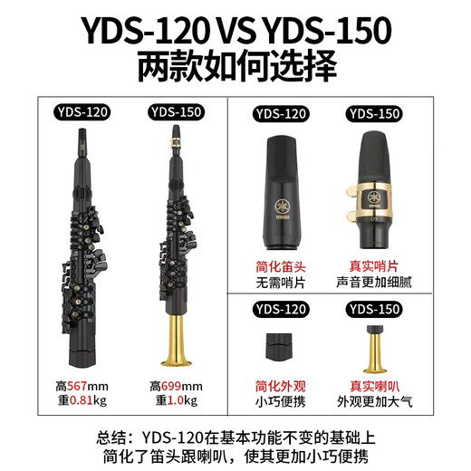 雅马哈（YAMAHA）电吹管YDS150/120/128C电子萨克斯中老年成人初学专业演奏便携 YDS-128C+全套配件