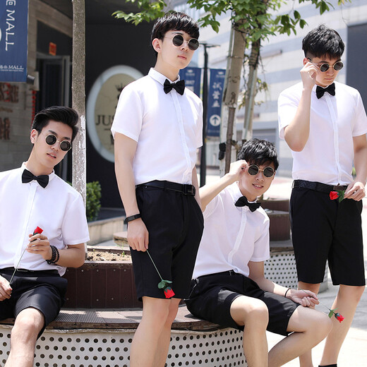 Dongyi Groomsmen's Group Clothing Herren Brüder Gruppengruppe kurzärmeligter Hemdanzug Anzug Bräutigam Hochzeitsanzug