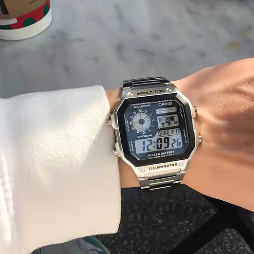 Casio watch retro small square sports student watch multi-functional long-lasting power waterproof men's watch AE-1200WHD-1A recommended by the store manager