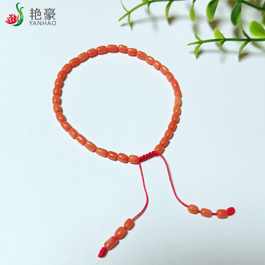 Yanhao Natural Coral Bracelet Pink Bucket Beads Coral Single Circle Telescopic Bracelet Exquisite Gift for Girlfriend in the Year of the Zodiac Natural Coral Pink Bracelet
