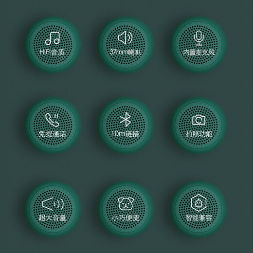 momoho  蓝牙音箱便携式插卡小音响立体声户外运动低音炮大音量微信收款播报语音提示器英语学习播放器 绿色 官方标配