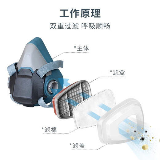 Puda gas mask anti-formaldehyde activated carbon mask/dust/benzene organic gas spray-painted printed silicone mask with No. 3 filter box + 20 pieces of filter cotton