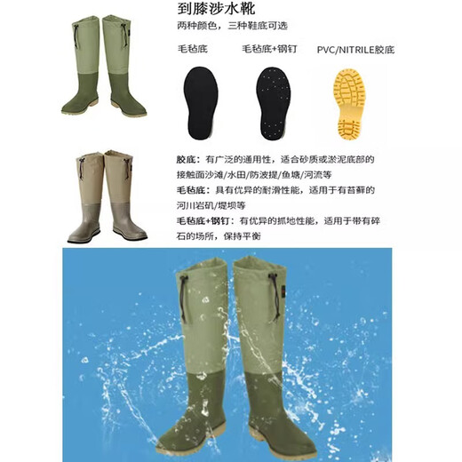 SEKOYA LUYA BOTAS DE CAMINACIÓN DE BOOTS ALIMENTOS AMPLEOS Y ANTI-SLIP CLANTRAS DE PESCA DE LA TRANSIÓN AGUA EL AGUA RAVER CAPILACIÓN BEACHA Cañas de lluvia de mar 5013J Caki claro (suela de pegamento) L Tamaño de zapato 42