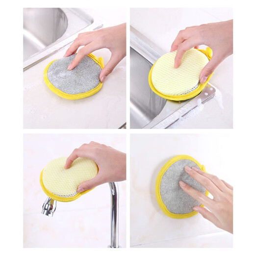 Sisters Flower dishwashing sponge kitchen rag double-sided scouring pad 6 pieces to remove oil stains kitchen brush pots and dishes in random colors