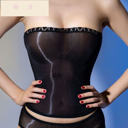 Feiyu Ultra-thin Oily Seamless Tubeless Women's Transparent Breast-Wrapped Short Sexy Navel-Exposing Ultra-Thin Elastic Solid Color Oily Hip-covering Skirt Short Tubeless Covered Hip-covering Skirt for Two Uses - White JUNMA71011625