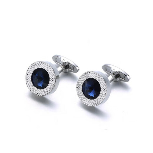 Apatia Austrian blue diamond style gentleman's cufflinks French shirt accessories classic light luxury thick round shape BlueAustria comes with gift box