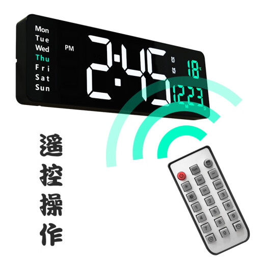Love Makeup (Lioele) Love Makeup de 16 pulgadas Función de pantalla grande Pantalla Reloj Nordic Digital Reloj Compañería Simple Wall Clock LED Reloj Temperatura (13 pulgadas) 6629 Blue Light