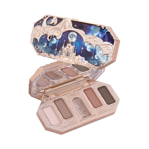 Blumen und kennt die Textur des Mondlicht-Meerjungfrau-Fünffarb-Edelstein-Lidschatten-Palette-Anfängers zart und kein fliegendes Pulver für Männer und das universelle Geburtstagsgeschenk für Frauen 02 Sky City Oolong Grey Milk Coffee Palette 5 Farben