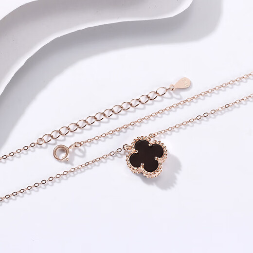 YaoYiZun agate four-leaf clover sterling silver necklace women's Valentine's Day gift light luxury niche birthday gift for wife four-leaf clover red agate white gold