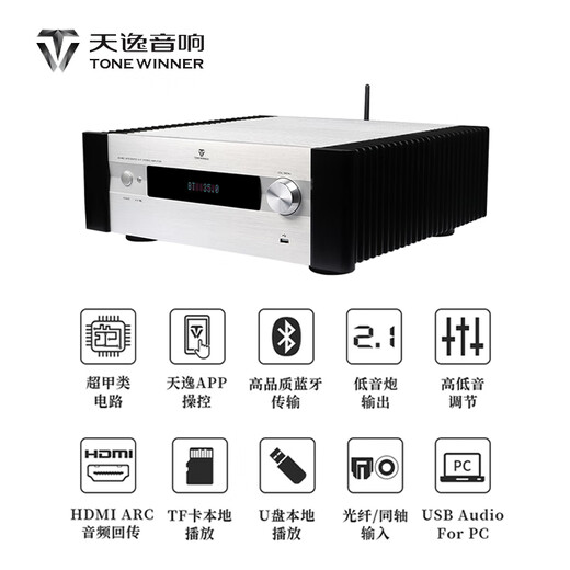 天逸(Winner)AD-86D多功能超甲类家用功放机大功率发烧级HiFi功放音响套装2.0高保真数字功放 AD-86D+童笛3号