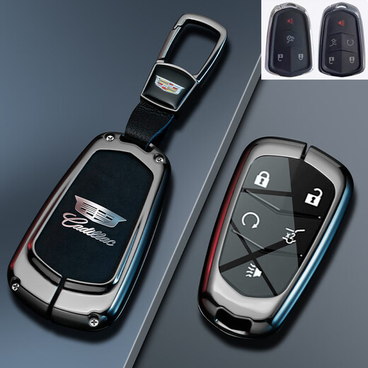 FHAO2023 Cadillac CT5 funda para llave xt5 xt4 atsl xt6 ct6 xts hebilla de carcasa de coche bolso para hombres y mujeres pistola de hoja estilo C cuero negro + hebilla de cuerda de mano con logotipo de coche