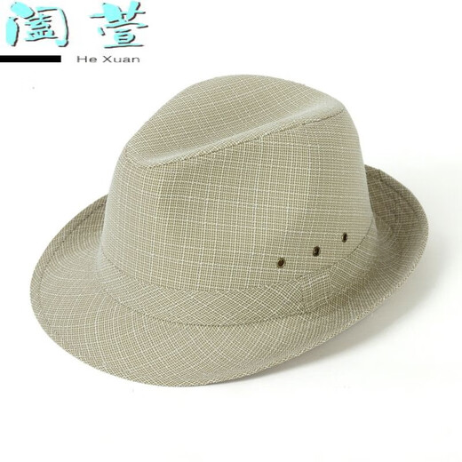 HTKD new men's summer linen hat, men's spring and summer sun hat, middle-aged men's summer sun hat, cyan (Hong Kong and Macao linen hat) 58cm